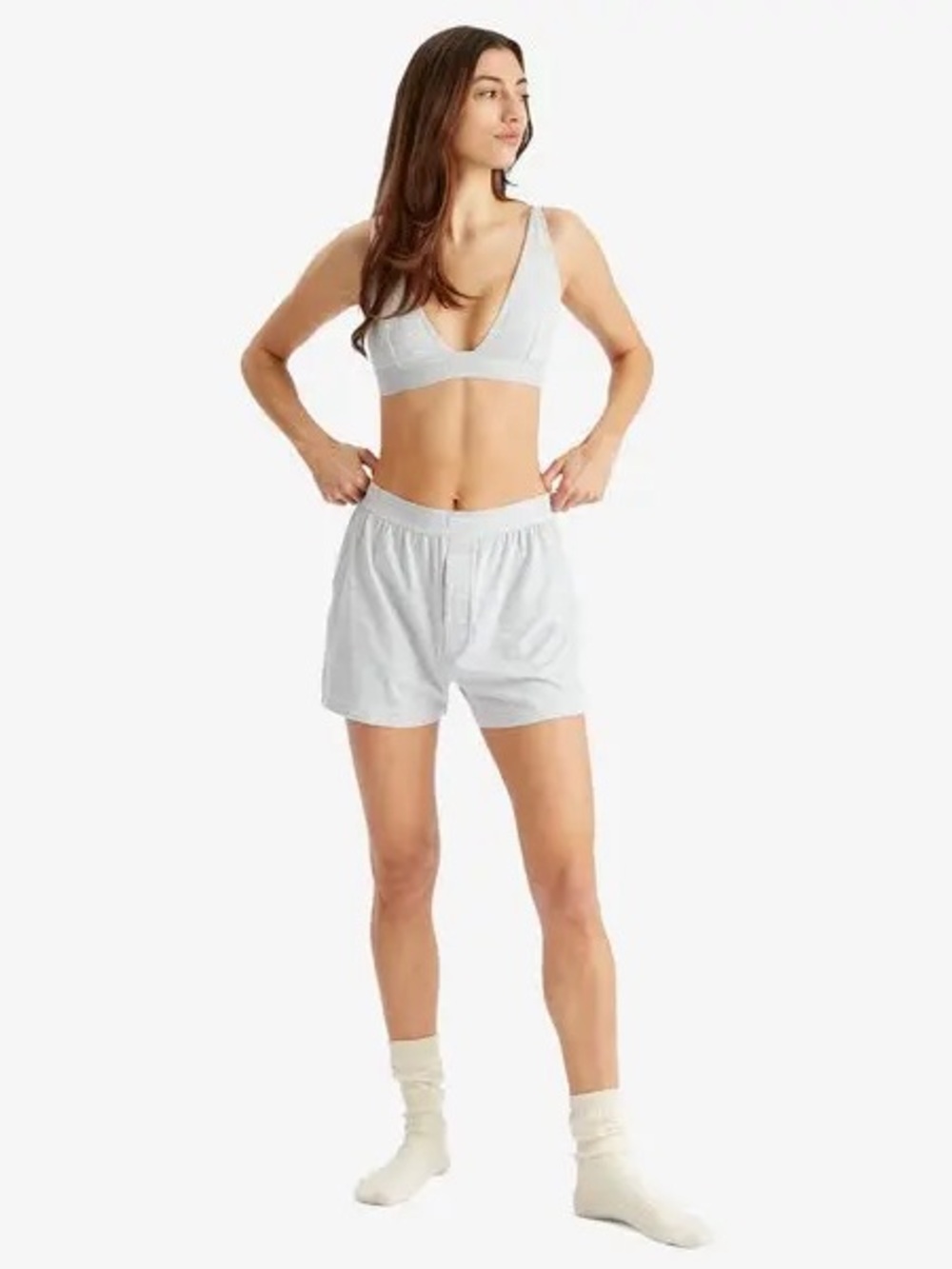 SKIMS Boyfriend Loose Boxer Shorts Light Heather Grey Size XXS Brand New NWT